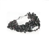 Gorgeous 7.25 Bracelet with Garnet Black Stone, Plastic Beads and a Silver Clasp
