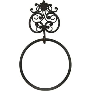 Metal Cast Iron Style Rusty Look Towel Ring or Hanger