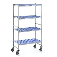 Tournus PLH1092R Commercial Anodized Aluminum Mobile Shelving Unit with Four Shelves, 22" Width x 69" Height, 43" Length, with Four Casters