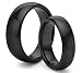 His & Her's 8MM/6MM Tungsten Carbide Classic Black Wedding Band Ring Set (Available Sizes 4-14 Including Half Sizes)