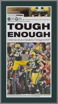 Green Bay Packers - Super Bowl 45 XLV - Tough - Jennings - Wood Mounted Newspaper Print