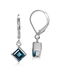 1.56ct. Natural London Blue Topaz 925 Sterling Silver Leverback Earrings