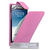 Samsung Galaxy Note 2 Tasche PU Leder Flip H�lle - Hei� Rosavon "Yousave Accessories�"