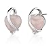 Delicate Blush of Love: Sterling Silver Designer Inspired Stud Earrings with Cabochon Heart-shape Rose Quartz