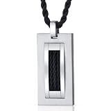 Ultra Cool: Stainless Steel Dog Tag Pendant Necklace for Men with Black Steel Rope Inlay Free Shipping 41vs6zWCfsL. SL160 Ultra Cool: Stainless Steel Dog Tag Pendant Necklace for Men with Black Steel Rope Inlay Free Shipping