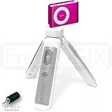 FreeLogix - Portable Tripod Speakers for iPod Shuffle 2nd Generation - Silver