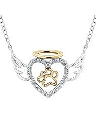 ASPCA(R) Tender Voices Two-Tone Diamond Angel Heart and Paw Pendant 1/10ctw