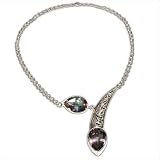 Mystick Topaz Gemstone Necklace with Sterling Silver 18.5 inches