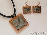 Dragonfly Stamped Metal Necklace and Earring Set - Pewter and Copper