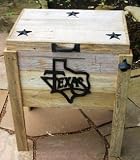 CG Products TEXAS Black Script Cooler Hand-Made Weathered Wood Outdoor Ice Chest - Texas Black Script Decoration