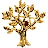 14K Yellow or White Gold Tree-Shaped Mother's Brooch - 1 Stone