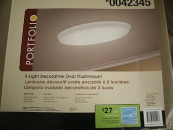 Portfolio White Acrylic Ceiling Fluorescent Light Flush Mount