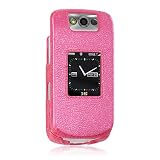 Blackberry Pearl Flip 8220 Magenta Leather Wrap Snap-On Case Cover with Removable Swivel Belt Clip