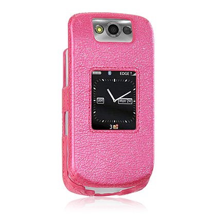 Blackberry Pearl Flip 8220 Magenta Leather Wrap Snap-On Case Cover with Removable Swivel Belt Clip