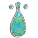 Sterling Silver Turquoise Pendant and Earring Set by Sajen