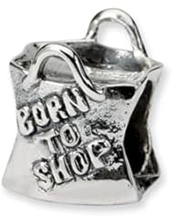 Born to Shop, Shopping Bag Charm in Silver for 3mm Bracelets