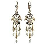 Michal Negrin Beautiful Earrings with Hand-Painted Flowers & Roses made of Swarovski Crystals & Beads - Victorian style, made in Israel