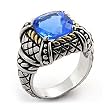 2 Tone Blue Topaz Ring
