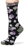 Ozone Design Women's Walking On Roses Socks,Black,9 - 11