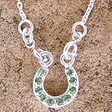 Peridot necklace, 'Lucky Horseshoe'
