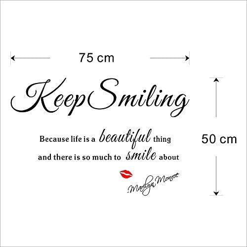 Marilyn Monroe Classic English Sayings Keep Smiling Removable Home Decals Waterproof PVC Art Decoration Home Decor