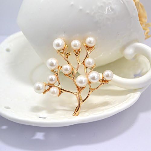 Handmade Vintage Pearl Christmas Tree Brooch Pins