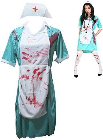 Halloween Costume Bloody Nurse Party Dress Up for Women Adult Size (One Size)
