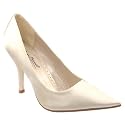Womens Satin Pointed Mid Heel Shoes