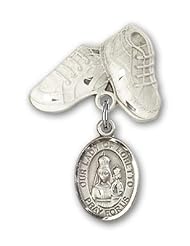 Sterling Silver Baby Badge with Our Lady of Loretto Charm and Baby Boots Pin
