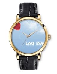 SPRAWL Aanalog Fashion Series Gold Ladies Watches of Genuine Black Leather Strap,Unique Wrist Watch for Women Girls Designed with Red balloon in the sky