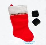 Naughty Christmas Stocking Full of Coal with 3 Charcoal Briquettes - Sequin Trim - Red & White