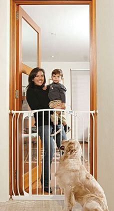 Bindaboo Pet Gates - Swing closed 40 extra tall hallway pet gate fits openings 38 to 42.5 white.