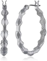 Sam Edelman 20mm Small Faceted Brushed Rhodium Colored Hoop Earrings