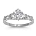 Sterling Silver Ring with Cubic Zirconia Claddagh Ring
