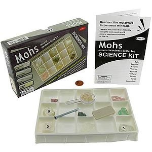 Mohs Mineral Hardness Scale Set, with (9) Specimens, Magnifier and Accessories.