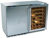 Perlick H2RD1WD3S 48 Freestanding Refrigerator/Wine Cooler with 48 Bottle Capacity, Variable Speed Compressor, Electronic Digital Control & Temperature Readout and Dual Temperature Zones: Stainless Steel Door (R)/SS Glass Door (W)
