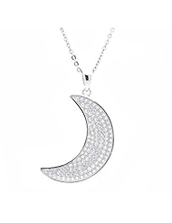 0.56ct Round cut CZ Cubic Zirconia Moon Design 925 Sterling Silver Pendant