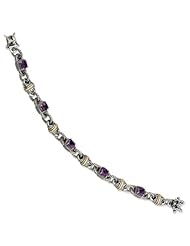Sterling Silver W/14ky Amethyst Antiqued Bracelet