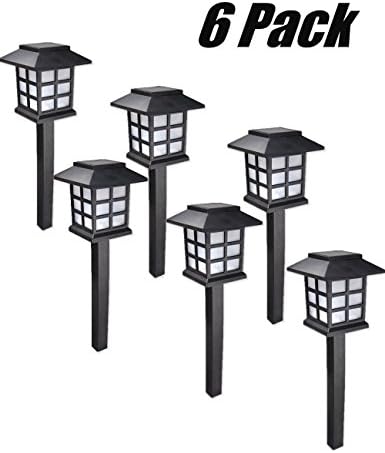 Solar LED Garden Lights, Rechargeable Waterproof Path Lights with Garden Stakes,Ideal for Outdoor, Yard, Fence, Lawn, Warm White, Pack of 6
