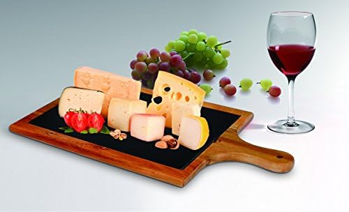 PHEENX Household - Bamboo & Slate Serving Board, for Cheese, Meats, Appetizers - Large (10 IN)