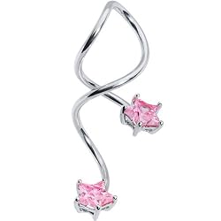 Star Pink Cz Super Spiral Twister Belly Ring