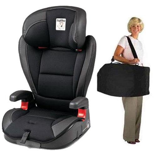 Peg Perego VIAGGIO HBB 120 Car Seat in Licorice - Black Leather with Carrying Case
