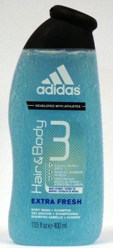 Adidas Hair & Body 3 Body Wash & Shampoo, Extra Fresh, 13.5 Oz (Pack of 3)