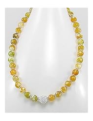 Yellow Agate Necklace In Brass