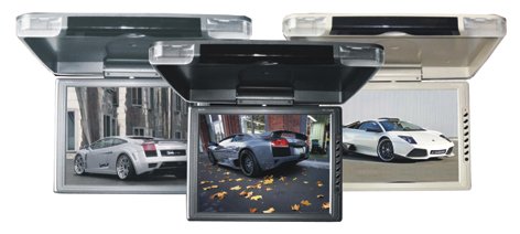Absolute PFL-142IRB 14 TFT/LCD Overhead Flip Down Monitor with Built-In IR Transmitter - Color:Black