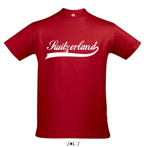 T-Shirt – Switzerland Oldschool Schweiz LÄNDERSHIRT EM / WM FAN Trikot S-XXL , Red – weiß , M