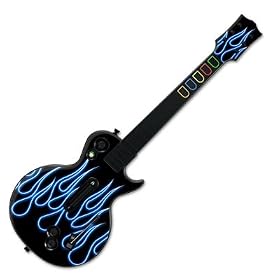 Neon Blue Flames Desgin Wii Guitar Hero III guitarra Gibson Les Paul controlador pele decalcomania autocolante