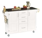 Home Styles Create-a-Cart White Cabinet with Black Vinyl Top 52.5x18x36-in.