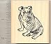 Sitting Bulldog Rubber Stamp - Wood Mounted