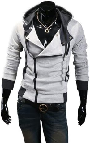 OnSaleWear Men's Fashion Oblique Zipper Hoodie Casual Top Coat Slim Fit Jacket